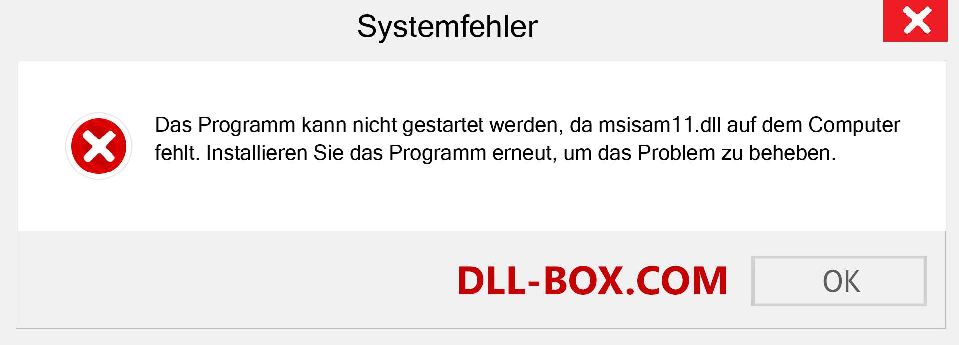 msisam11.dll-Datei fehlt?. Download für Windows 7, 8, 10 - Fix msisam11 dll Missing Error unter Windows, Fotos, Bildern