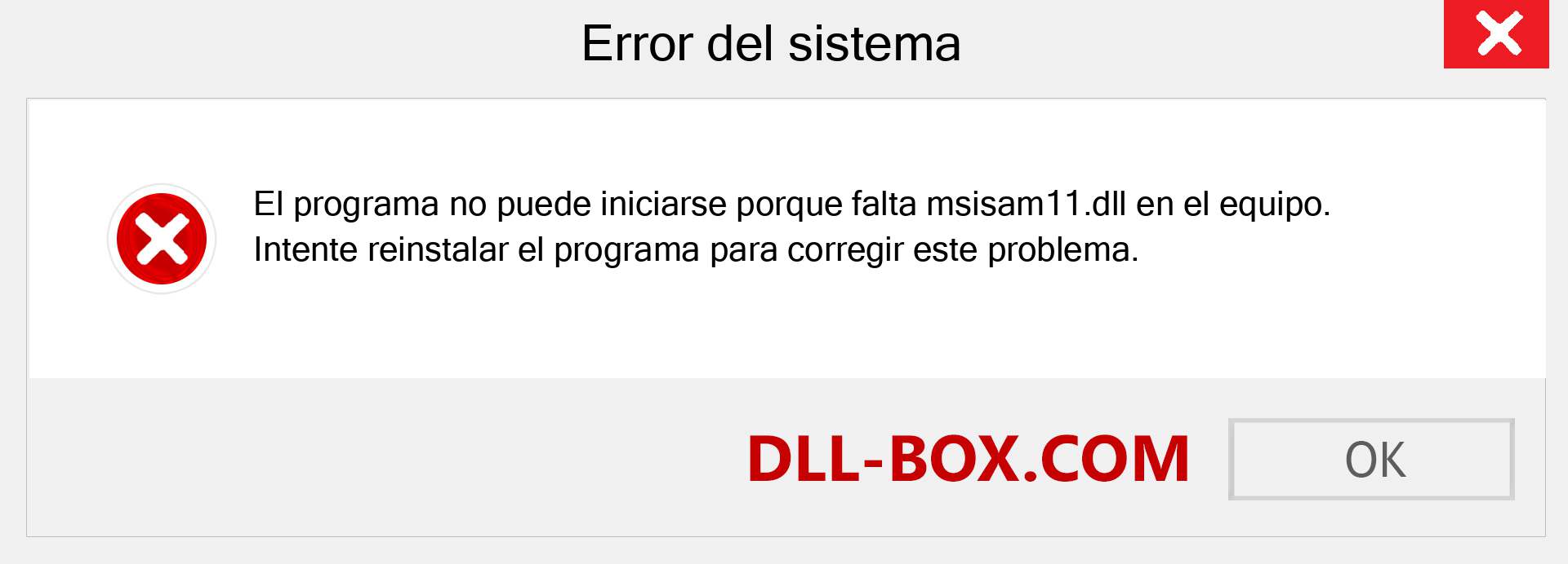 ¿Falta el archivo msisam11.dll ?. Descargar para Windows 7, 8, 10 - Corregir msisam11 dll Missing Error en Windows, fotos, imágenes