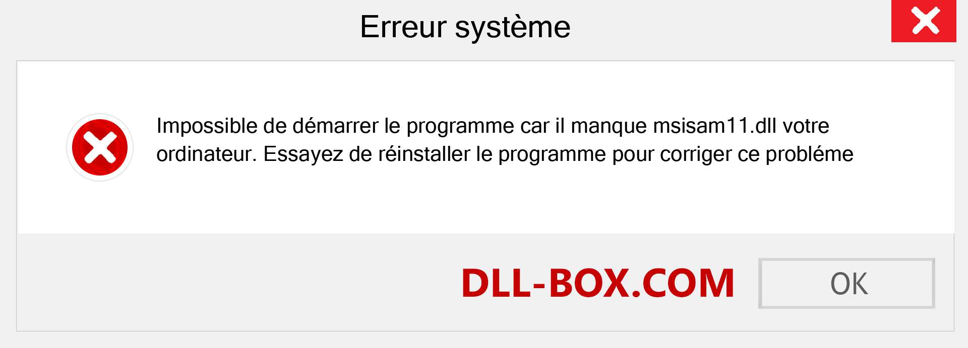 Le fichier msisam11.dll est manquant ?. Télécharger pour Windows 7, 8, 10 - Correction de l'erreur manquante msisam11 dll sur Windows, photos, images